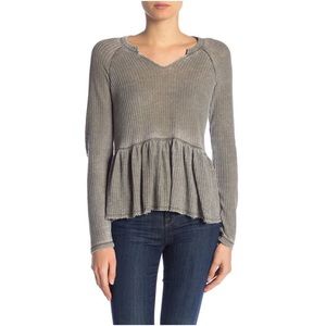 NWT William Rast Peplum Waffle Split Neck …